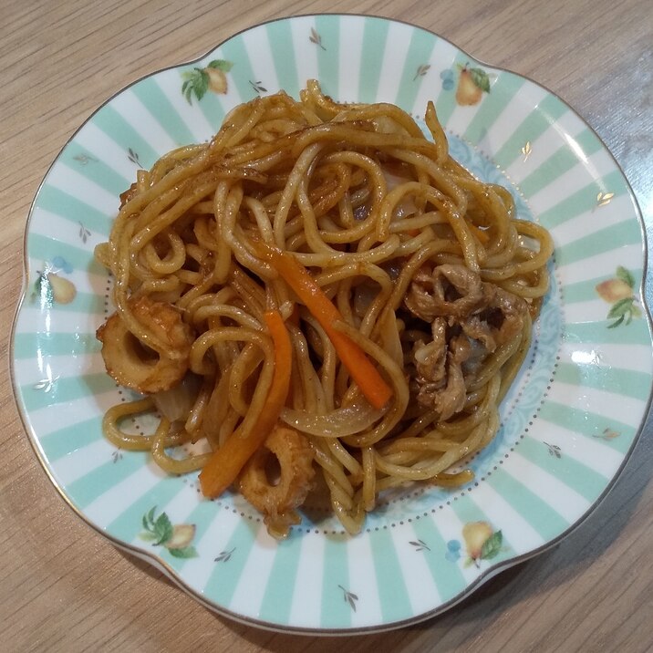 新玉ねぎとちくわの焼きそば♡